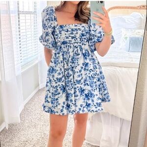 Abercrombie Emerson Poplin Puff Sleeve Mini Dress